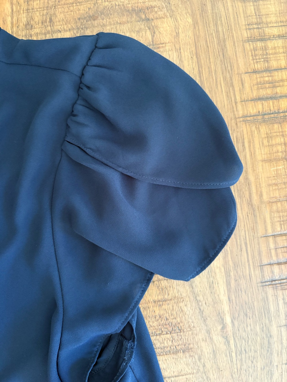 Ann Taylor Factory Navy Ruffle Sleeve Button-Down Blouse - Picture 5 of 5